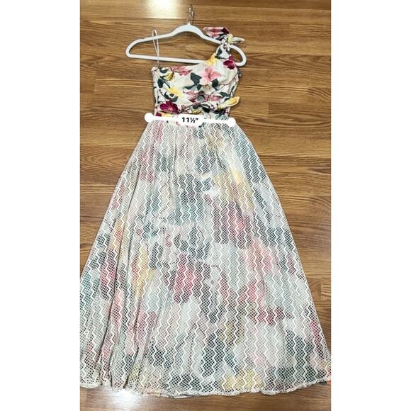 PatBO Hibiscus Neutral floral-print one-shoulder Sundress NWT SZ 4 - Picture 5 of 14